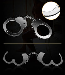 Fetish Pleasure Metal Hand Cuffs Silver