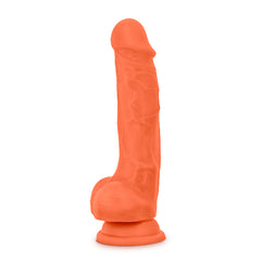 Neo Elite 7.5in Silicone Dual Density Cock with Balls Neon Orange