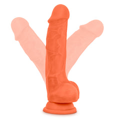 Neo Elite 7.5in Silicone Dual Density Cock with Balls Neon Orange