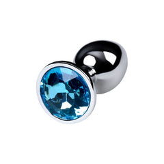 Silver Metal Anal Plug w Topaz Crystal