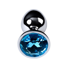 Silver Metal Anal Plug w Topaz Crystal