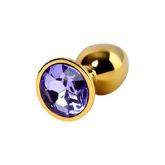 Gold Metal Anal Plug w Amethyst Crystal