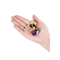 Gold Metal Anal Plug w Amethyst Crystal