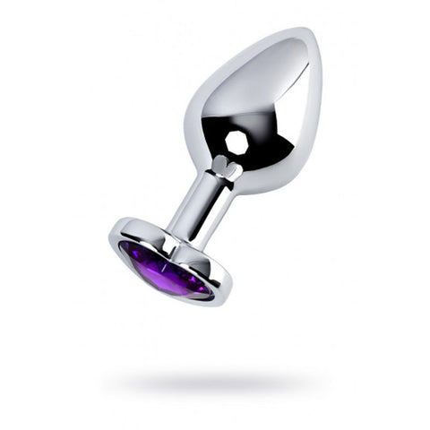 Silver Metal Anal Plug w Amethyst Crystal