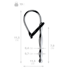 Silver Metal Urethral Plug w Black Silicone Ring