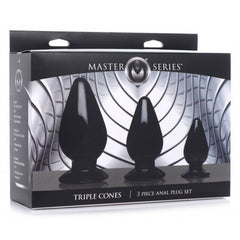 Triple Cones 3 Pc Anal Plug Set Black