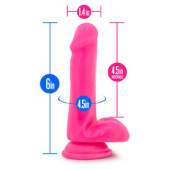 Neo Dual Density Cock With Balls 6 Inch Neon Pink