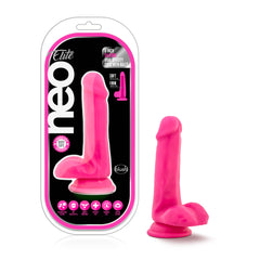 Neo Elite 6in Silicone Dual Density Cock with Balls Neon Green