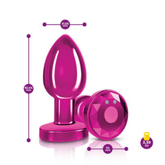 Cheeky Charms Pink Rechargeable Vibrating Metal Butt Plug w Remote Medium