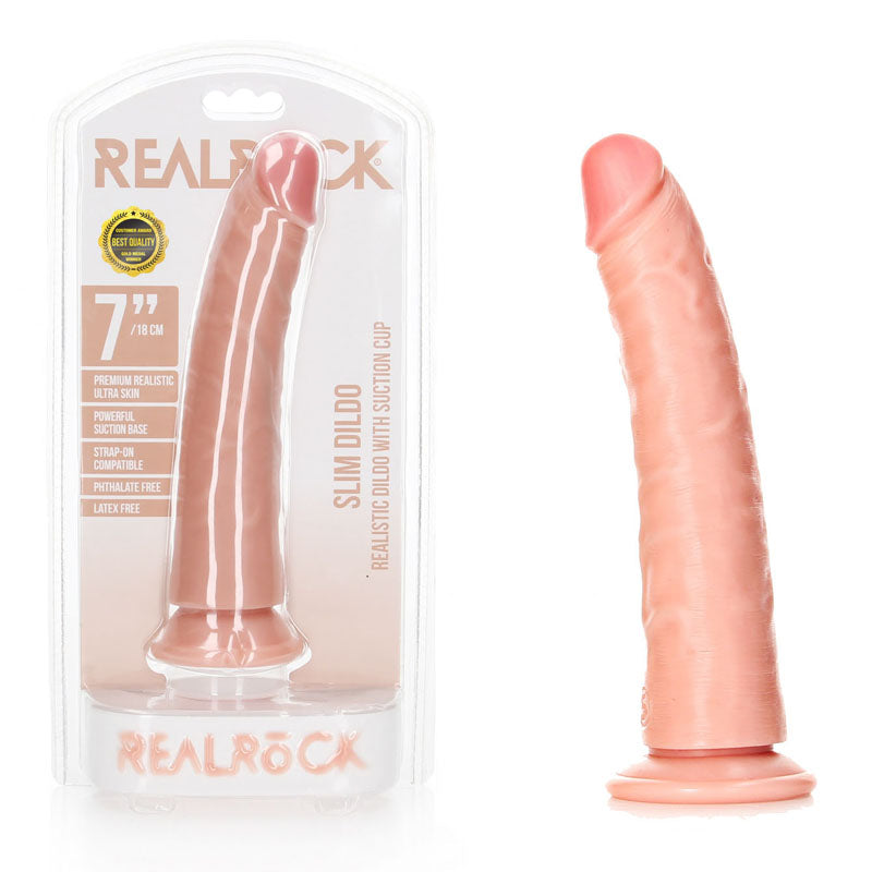 REALROCK Realistic Slim Dildo with Suction Cup - 18cm